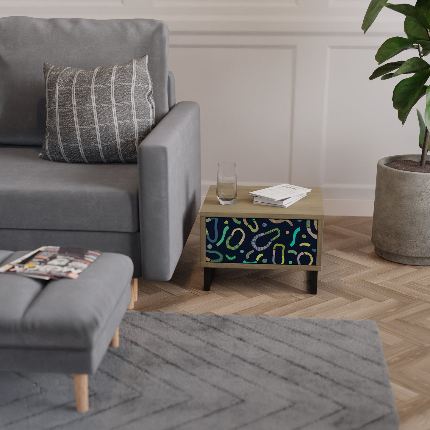 CONTRAST DANCE Nightstand in Oak Effect