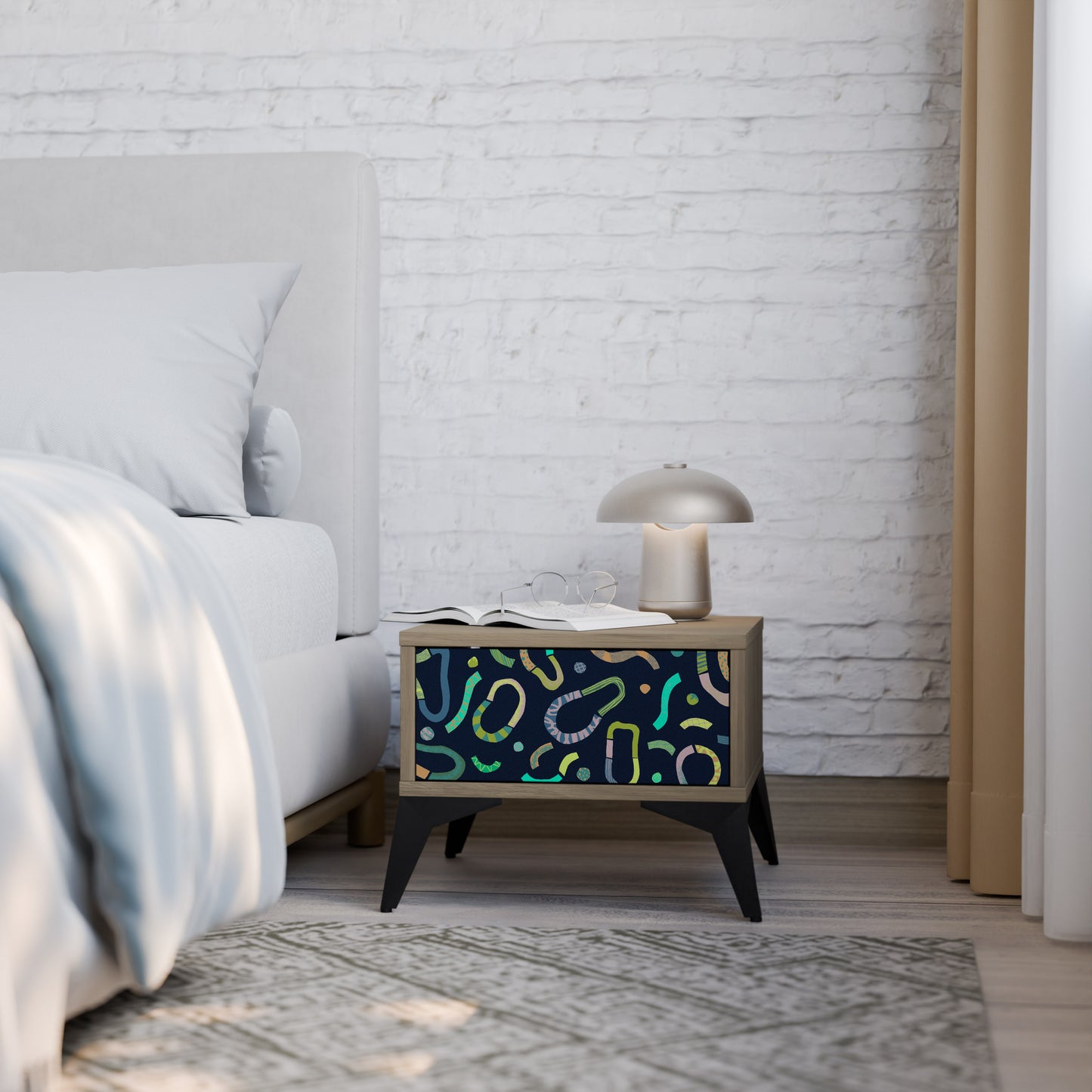 CONTRAST DANCE Nightstand in Oak Effect