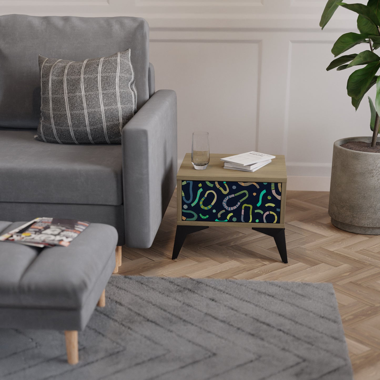 CONTRAST DANCE Nightstand in Oak Effect