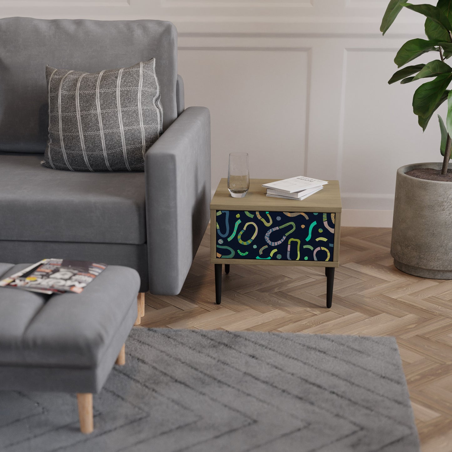 CONTRAST DANCE Nightstand in Oak Effect