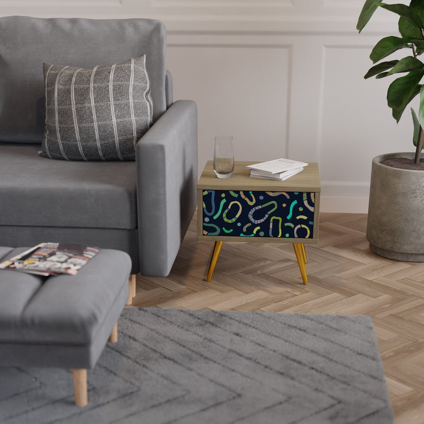 CONTRAST DANCE Nightstand in Oak Effect