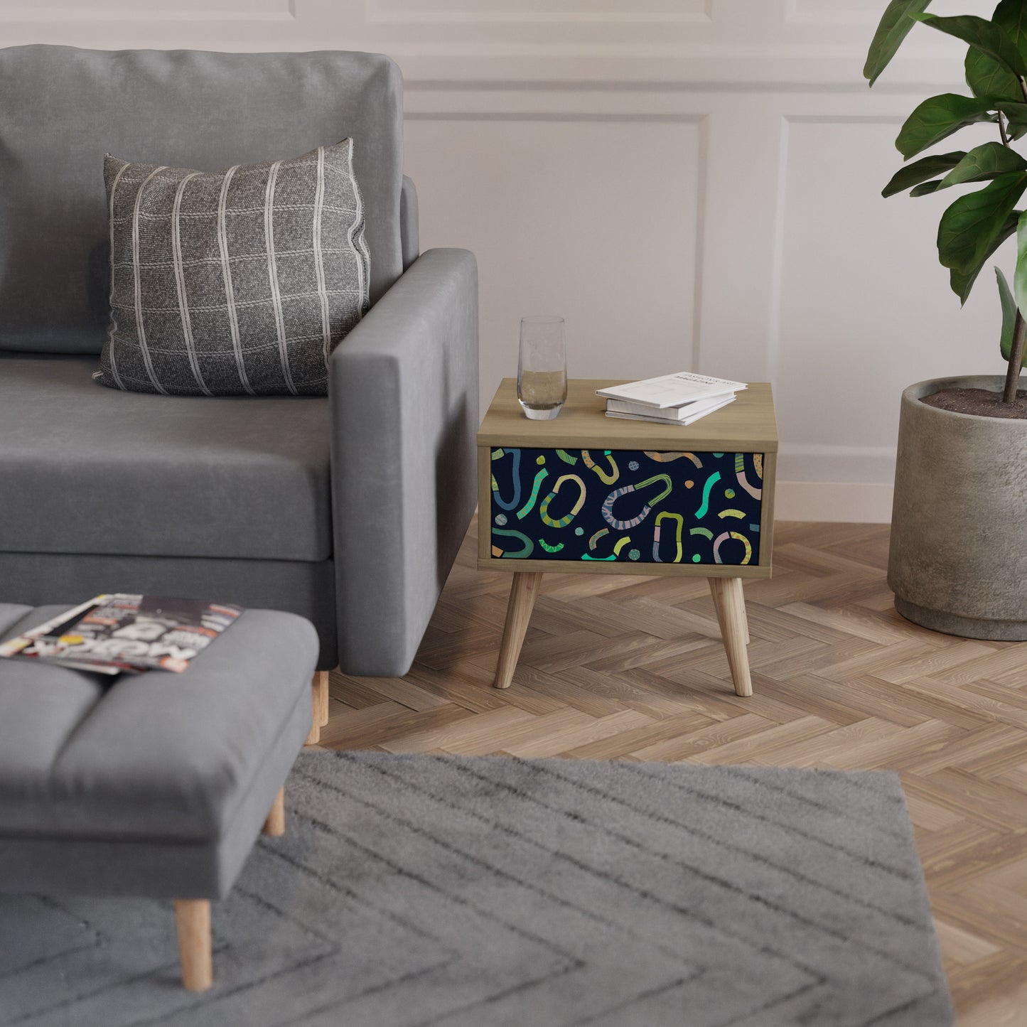 CONTRAST DANCE Nightstand in Oak Effect