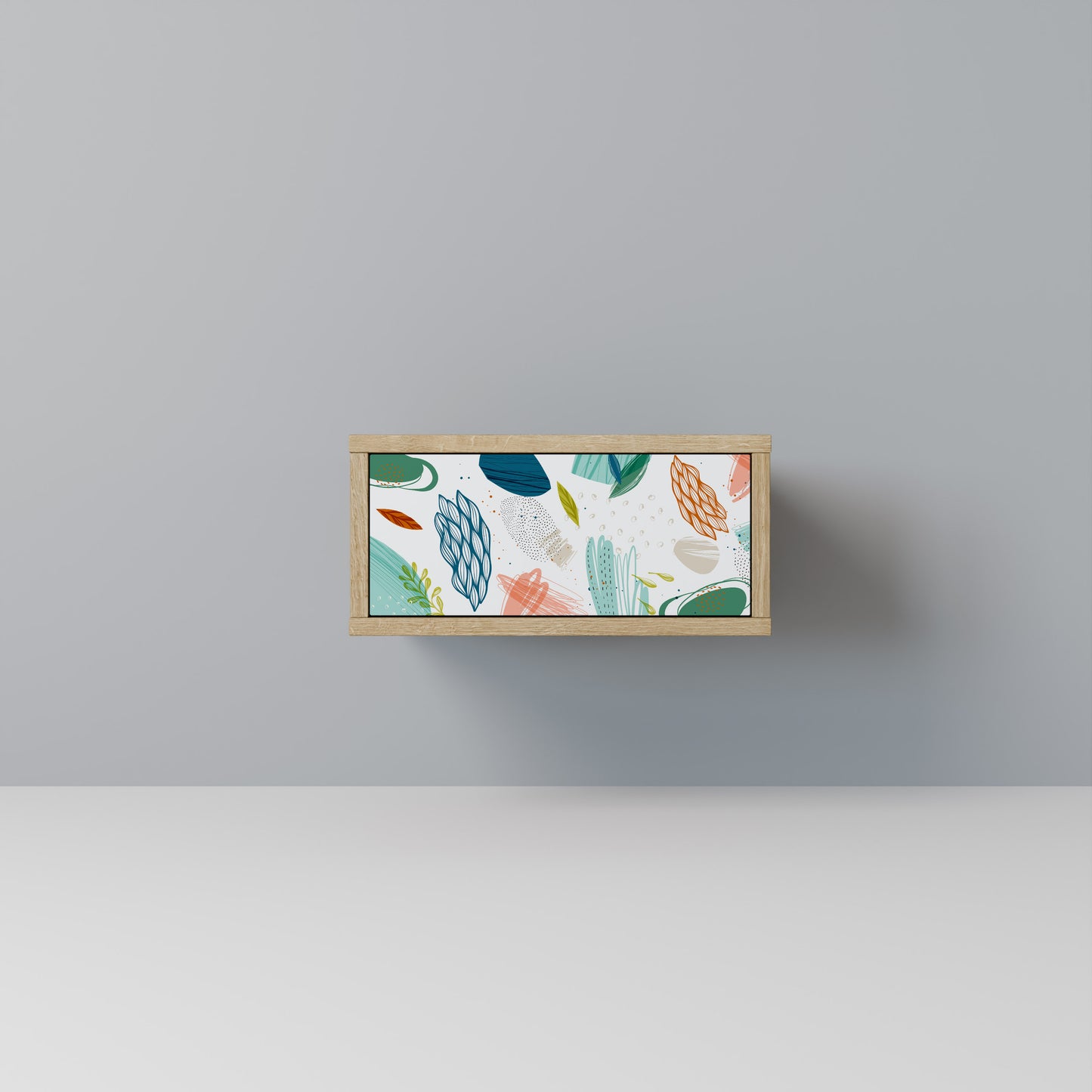 BOTANICAL HURRICANE Nightstand in Oak Effect