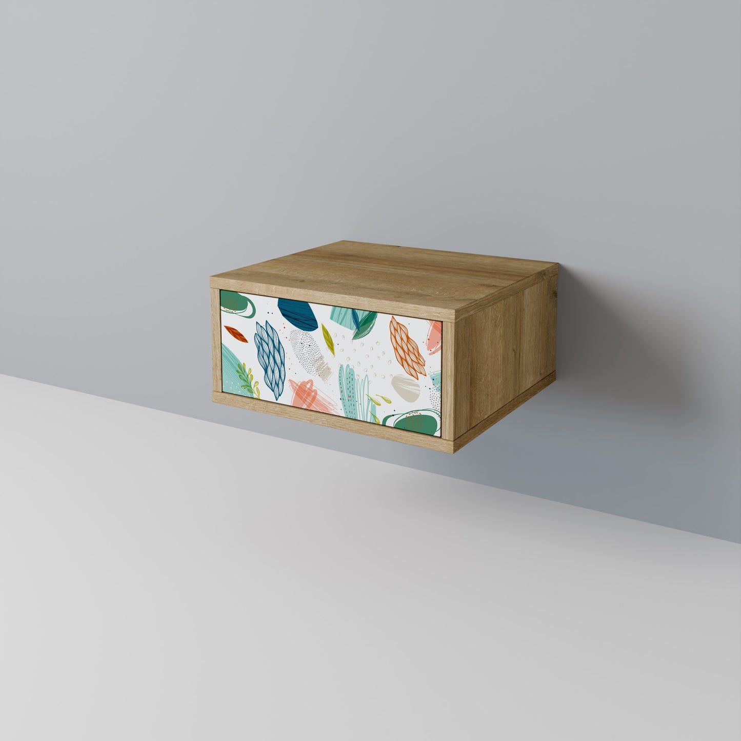 BOTANICAL HURRICANE Nightstand in Oak Effect