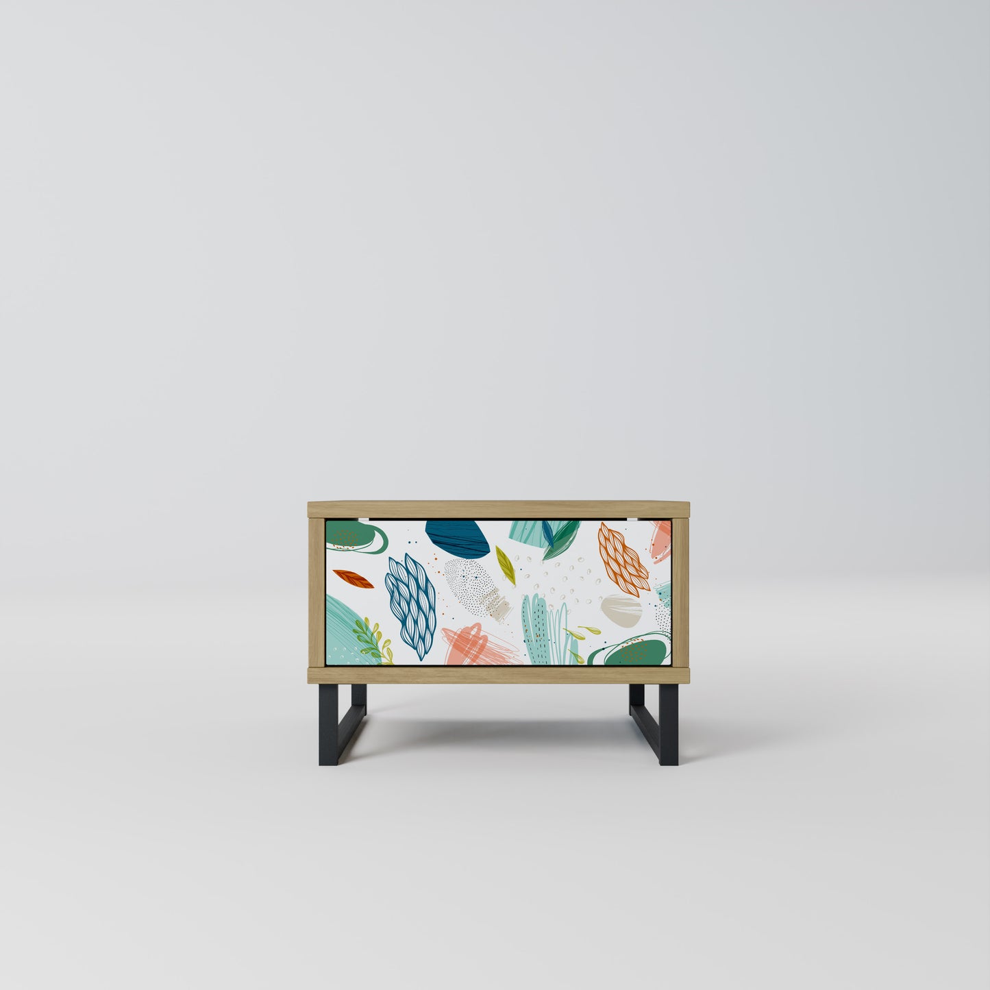 BOTANICAL HURRICANE Nightstand in Oak Effect