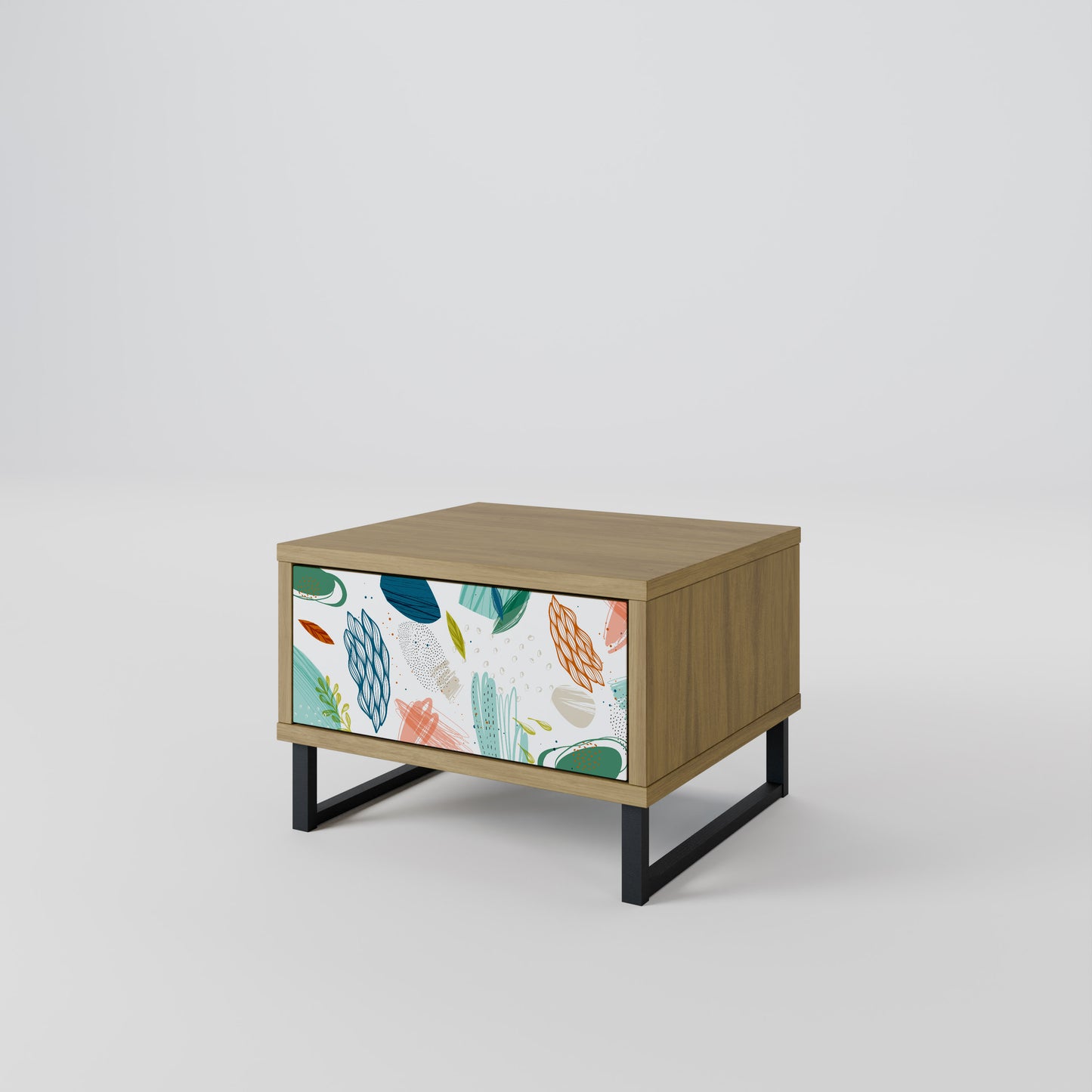 BOTANICAL HURRICANE Nightstand in Oak Effect
