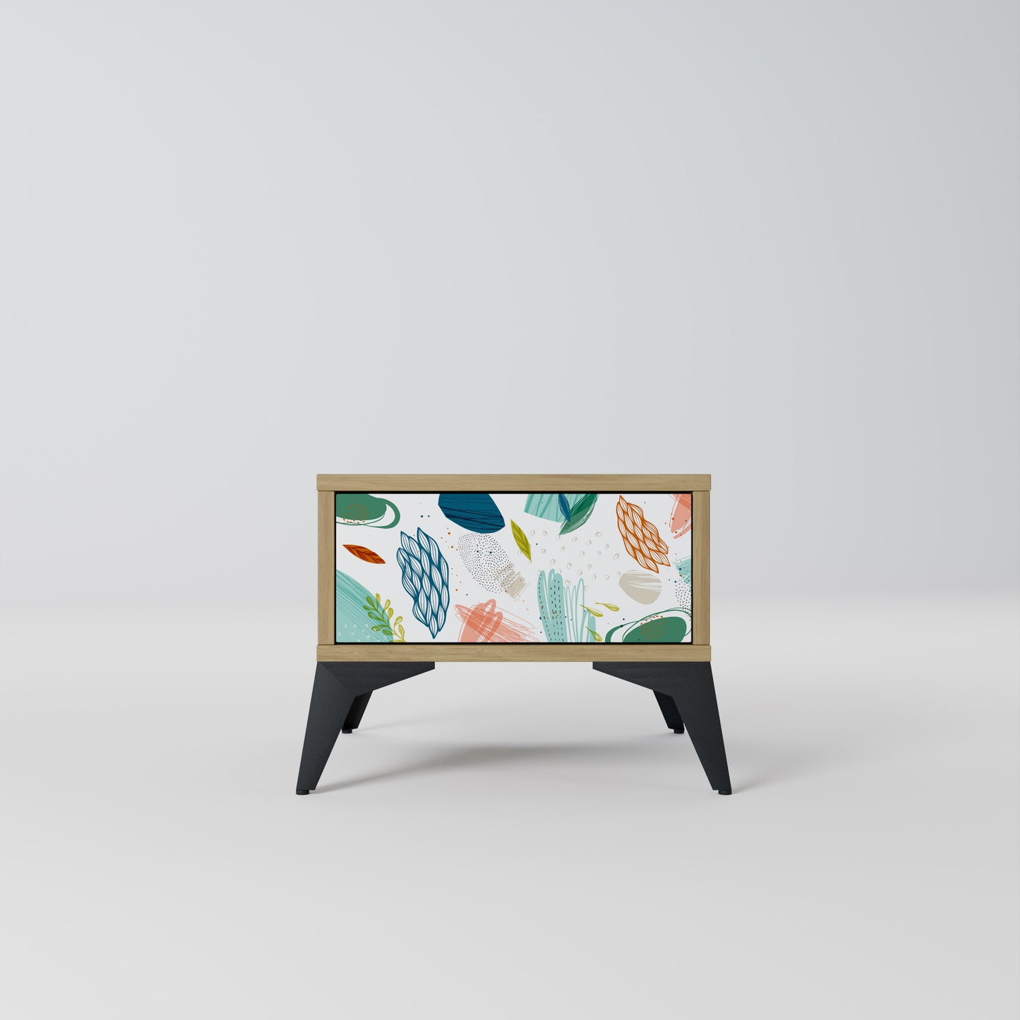 BOTANICAL HURRICANE Nightstand in Oak Effect