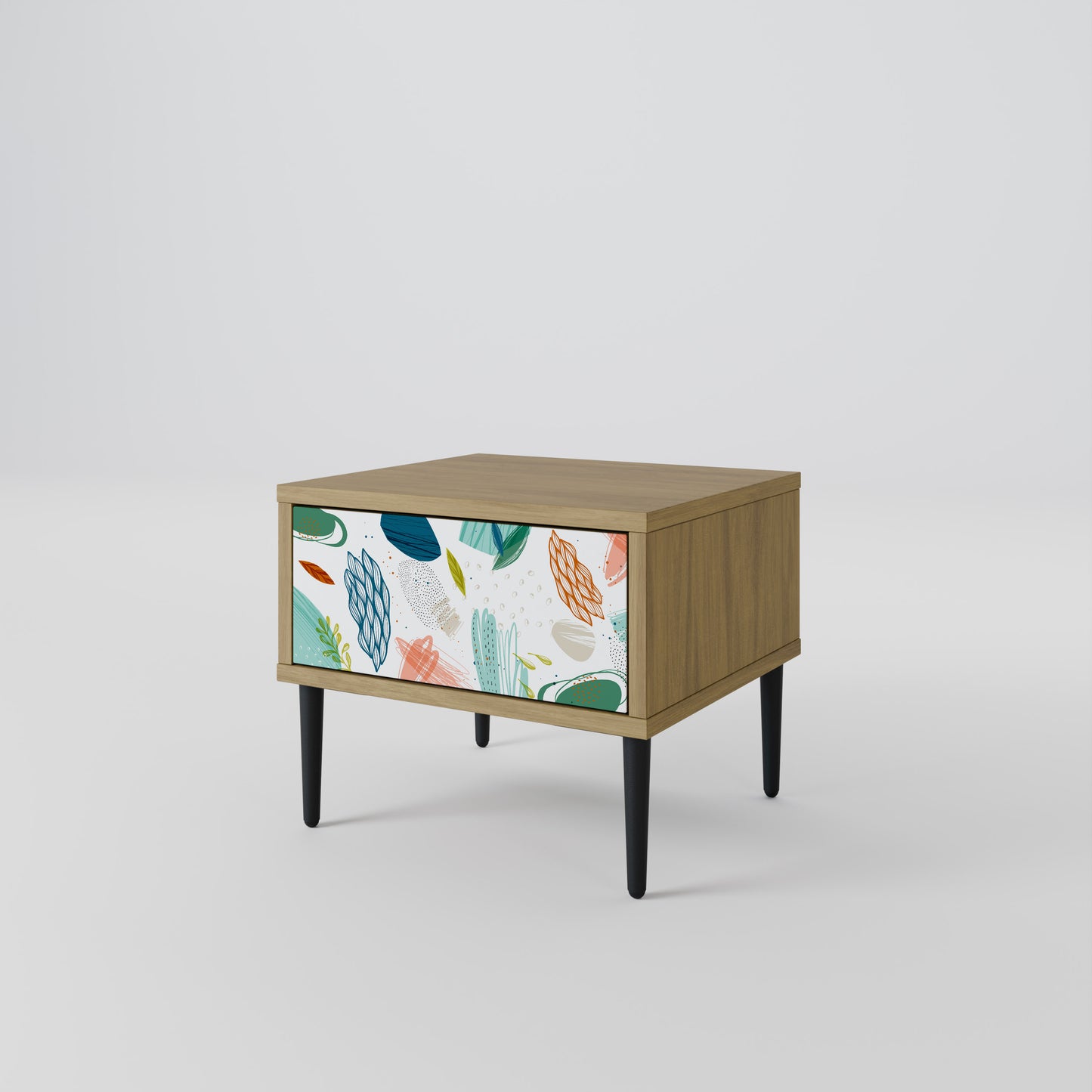 BOTANICAL HURRICANE Nightstand in Oak Effect
