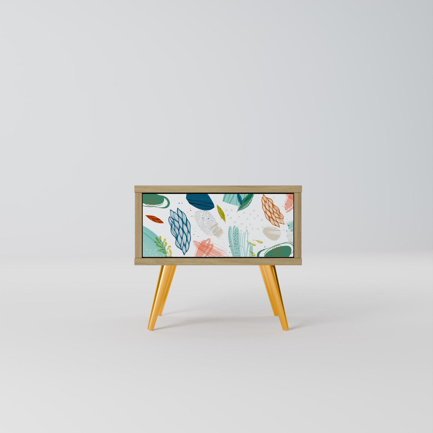 BOTANICAL HURRICANE Nightstand in Oak Effect
