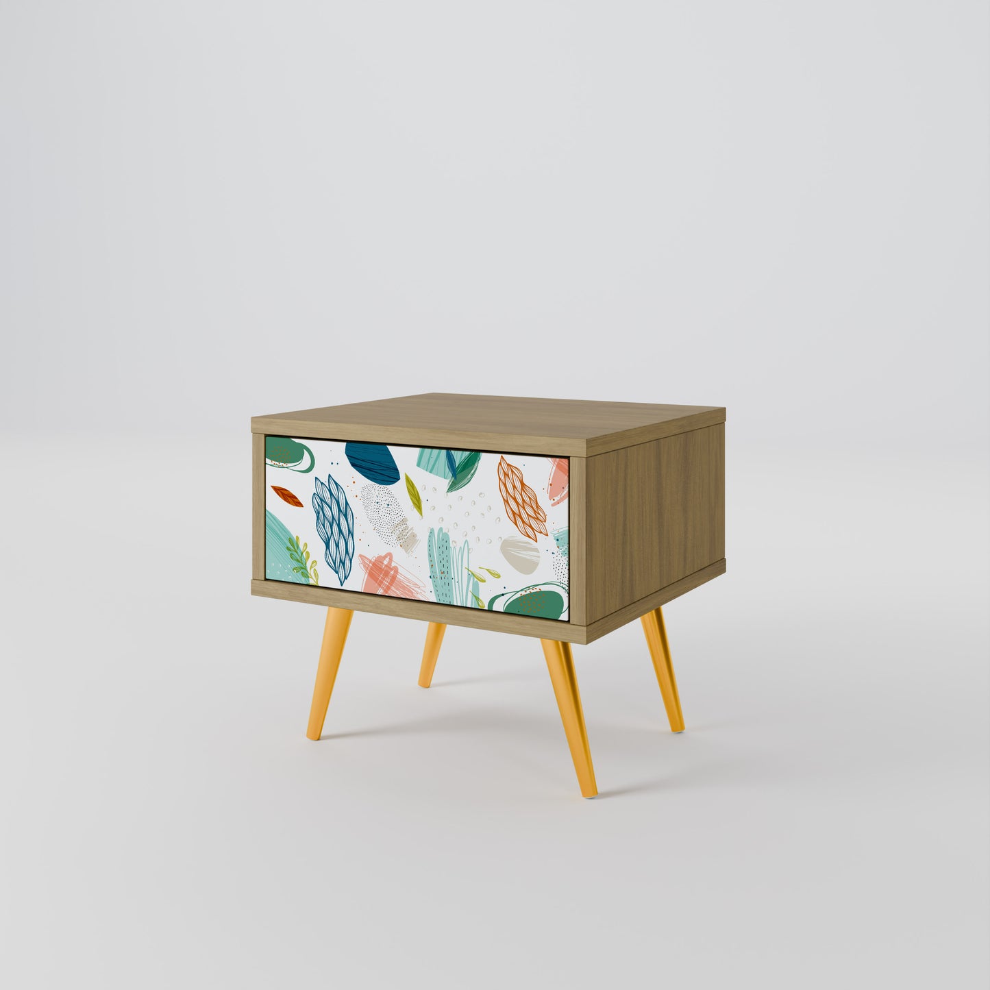 BOTANICAL HURRICANE Nightstand in Oak Effect