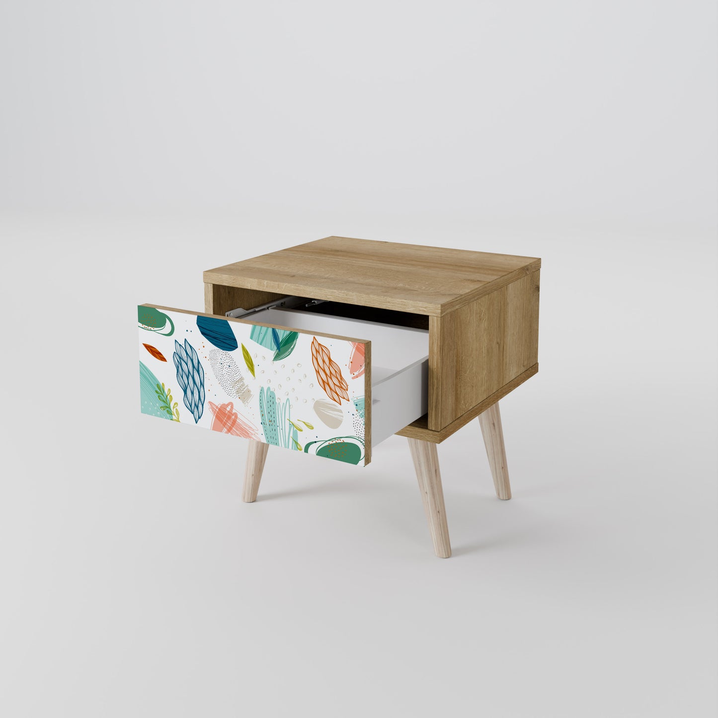 BOTANICAL HURRICANE Nightstand in Oak Effect