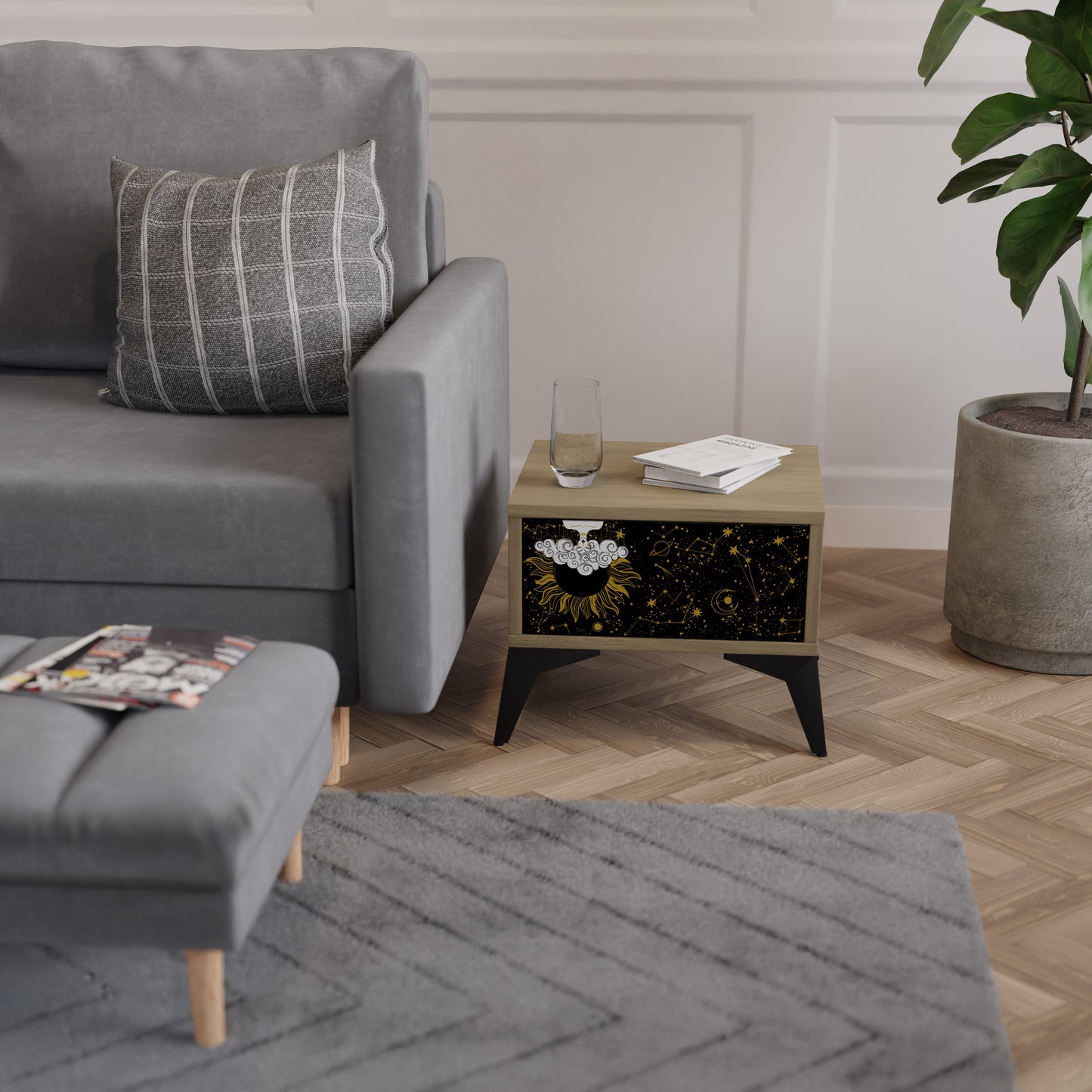 STELLAR CONSTELLATIONS Nightstand in Oak Effect