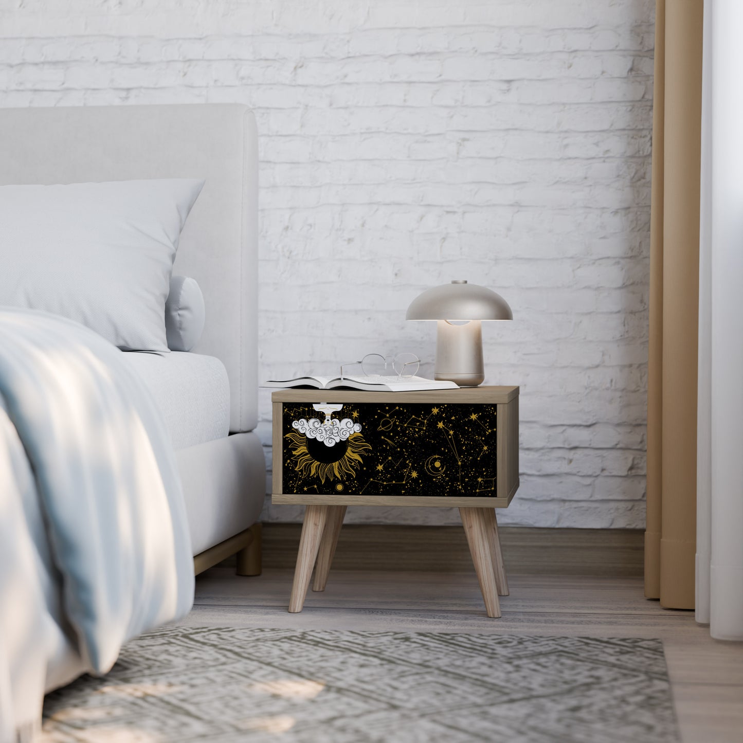 STELLAR CONSTELLATIONS Nightstand in Oak Effect