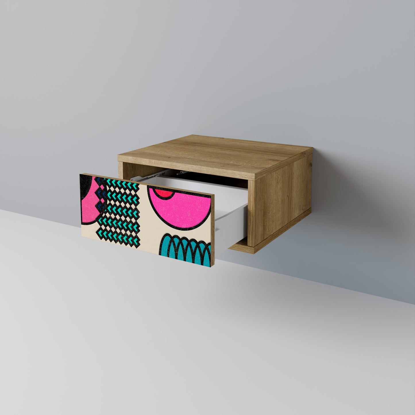 GEOMETRIC RHAPSODY Nightstand in Oak Effect