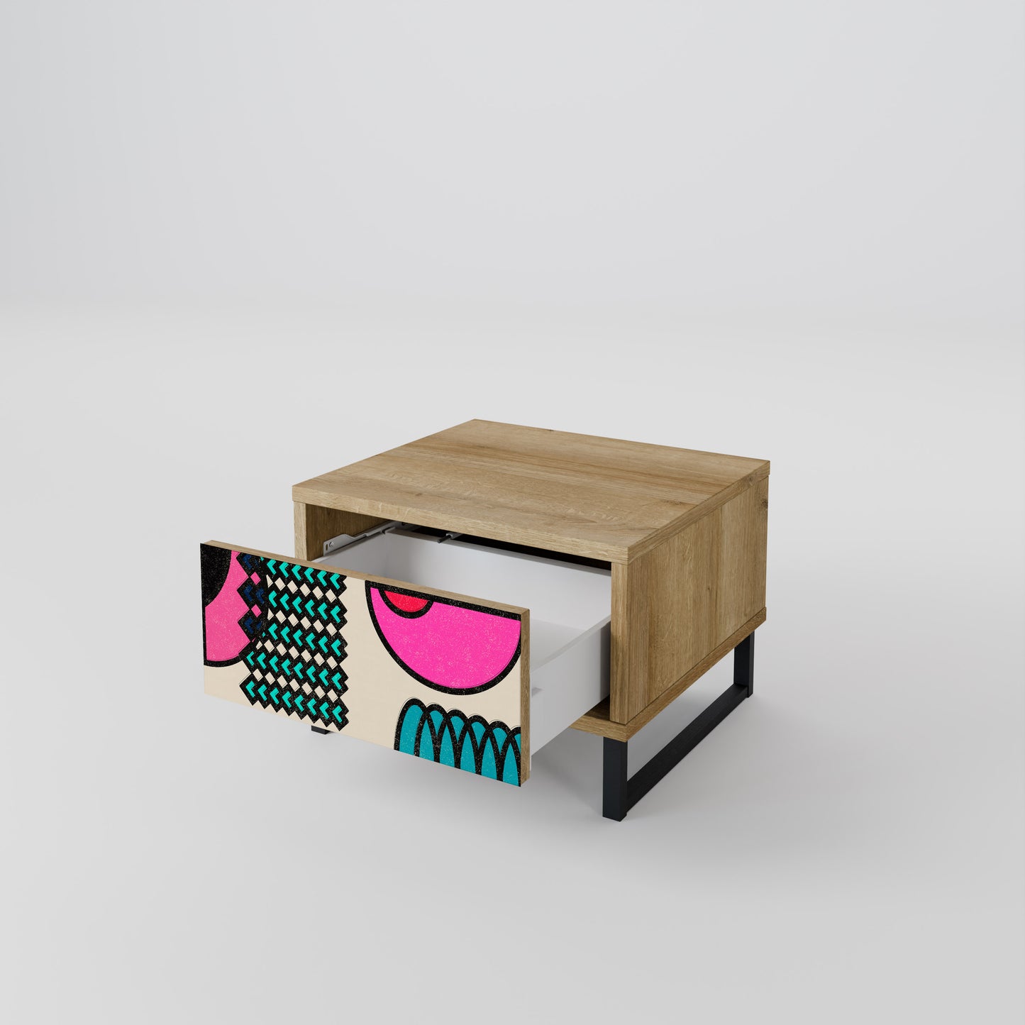 GEOMETRIC RHAPSODY Nightstand in Oak Effect