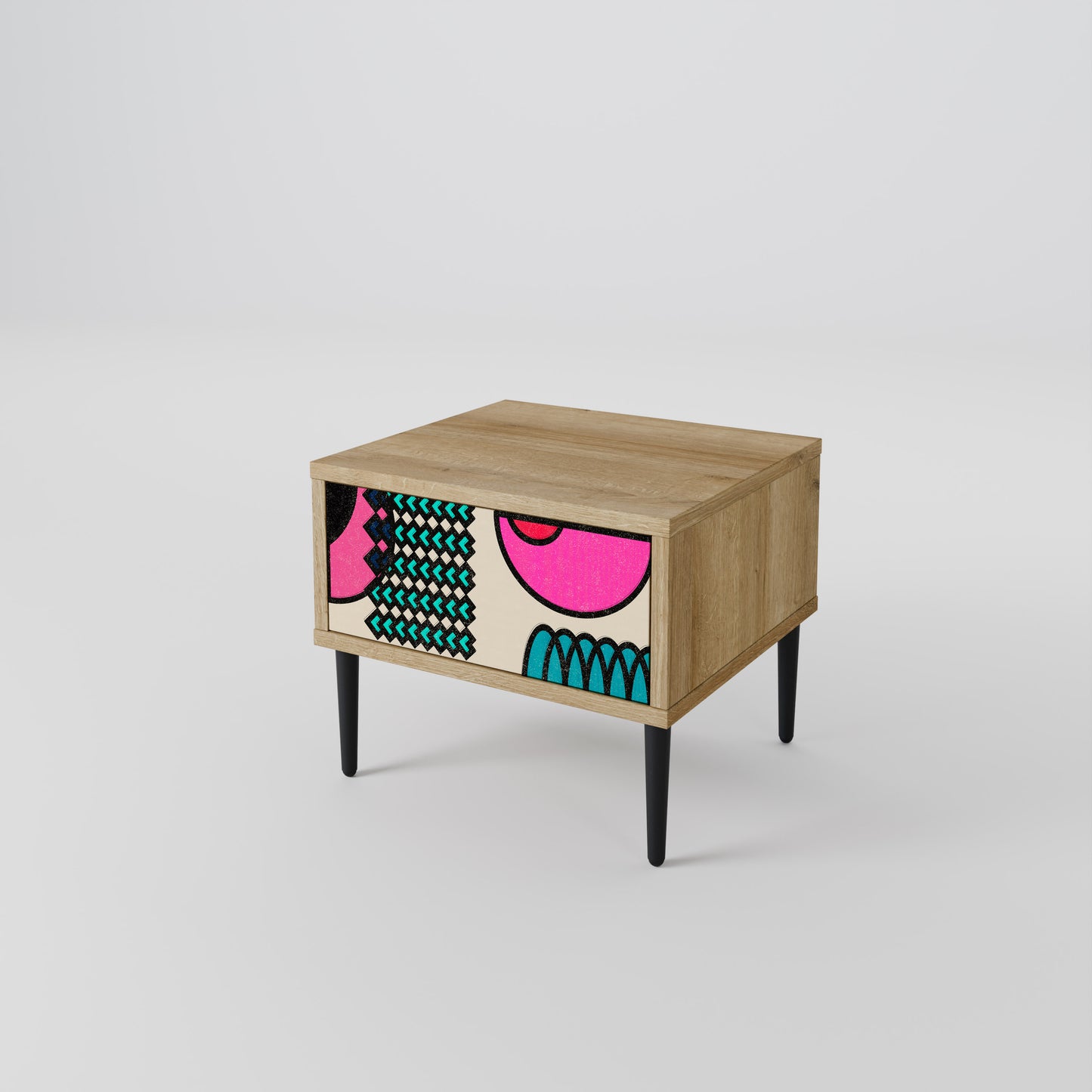 GEOMETRIC RHAPSODY Nightstand in Oak Effect