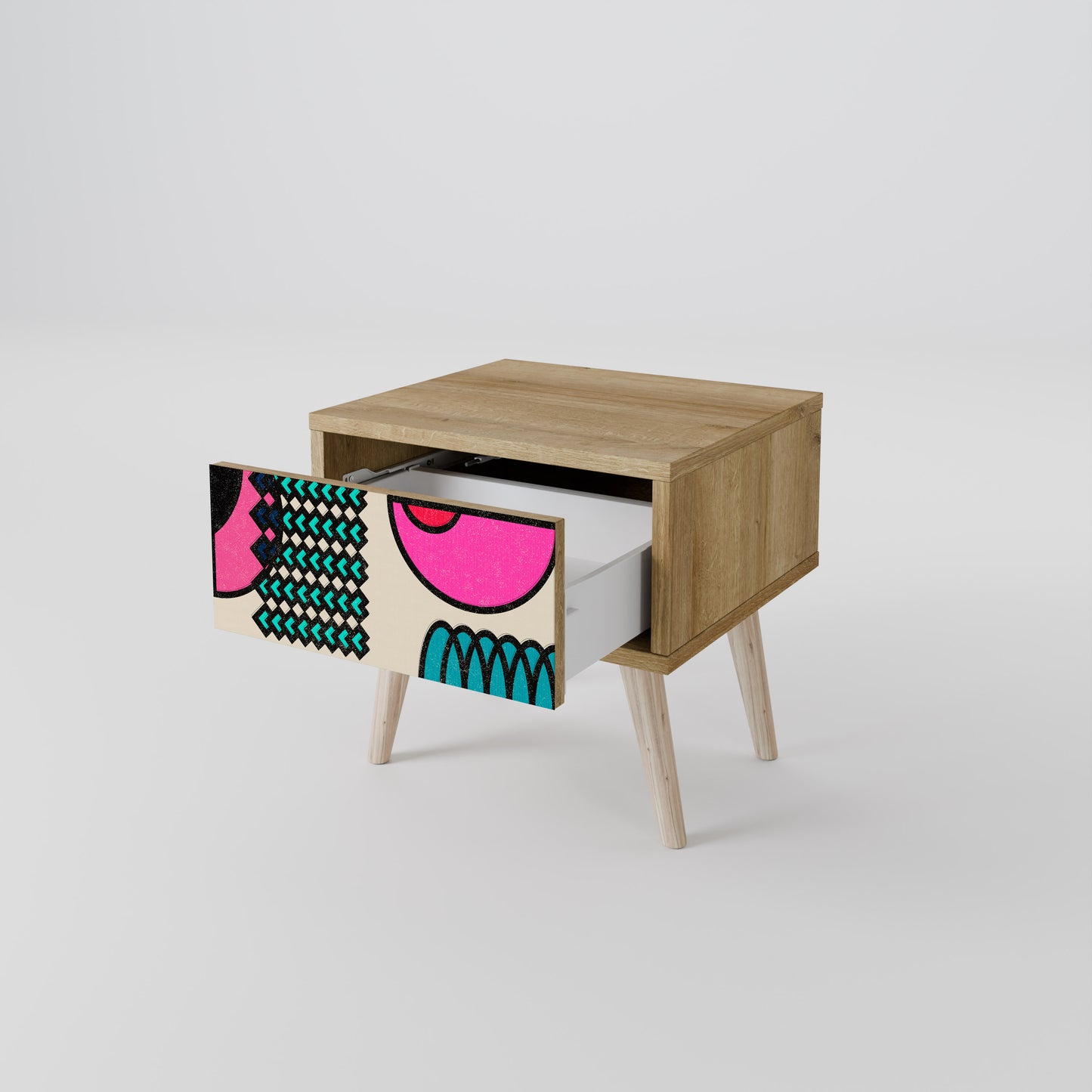 GEOMETRIC RHAPSODY Nightstand in Oak Effect