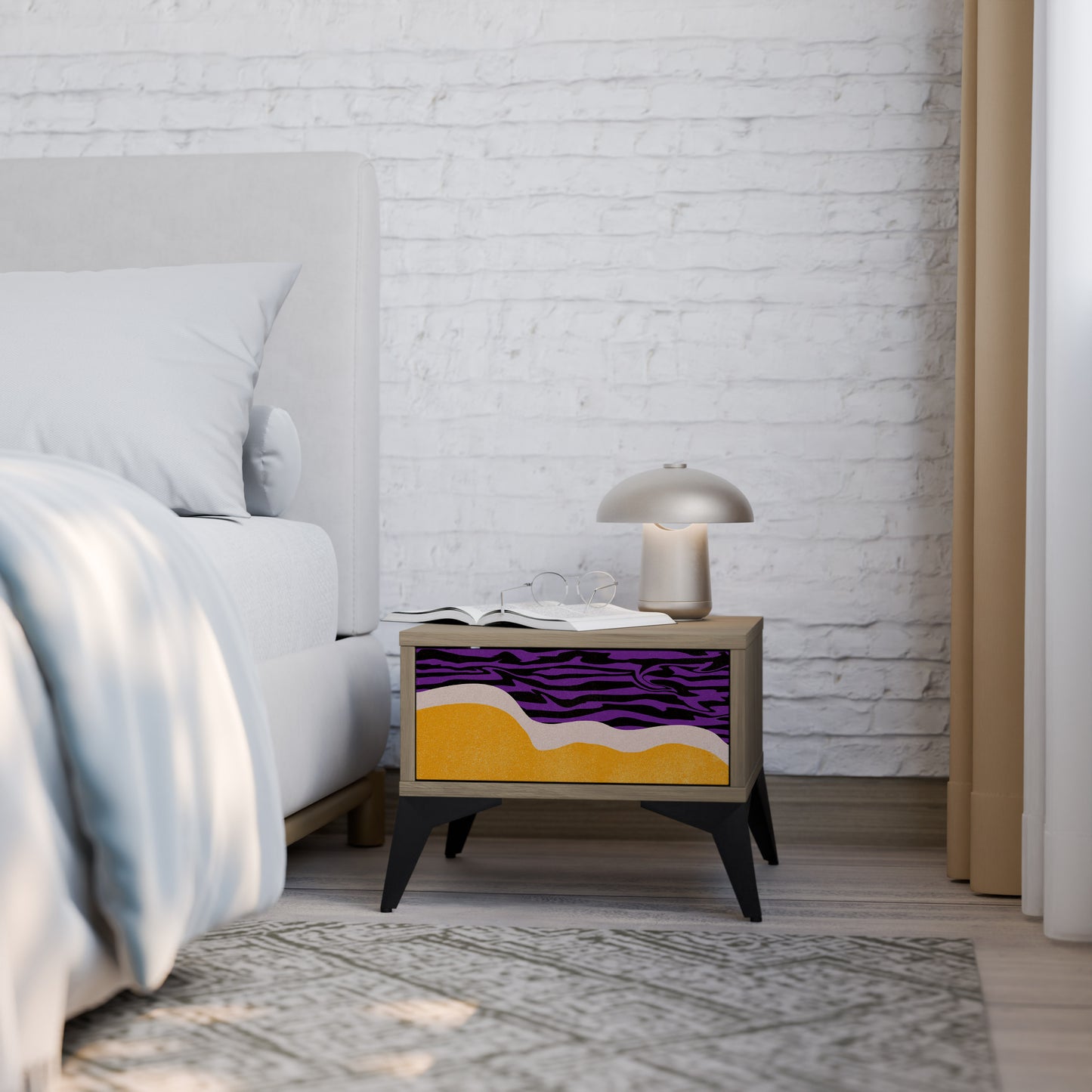 INDEPENDENT BORDER Nightstand in Oak Effect