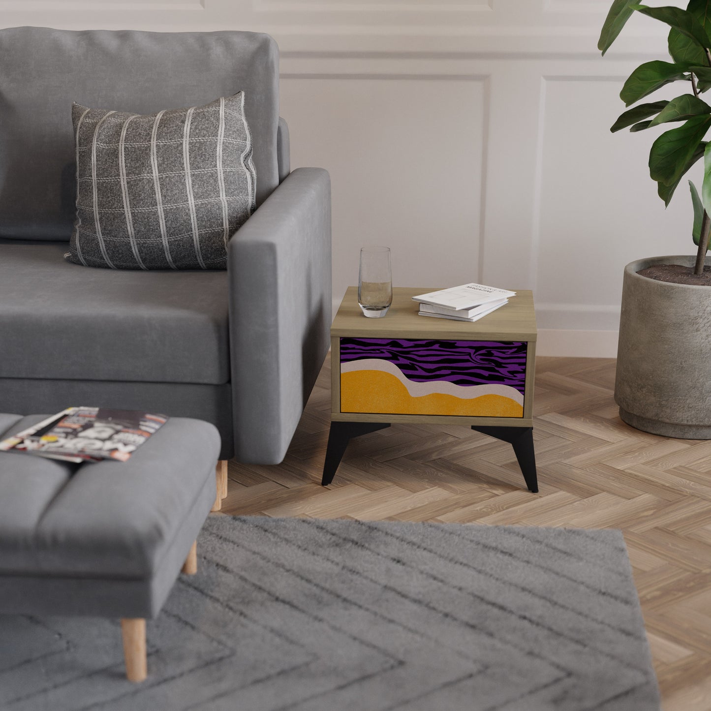 INDEPENDENT BORDER Nightstand in Oak Effect