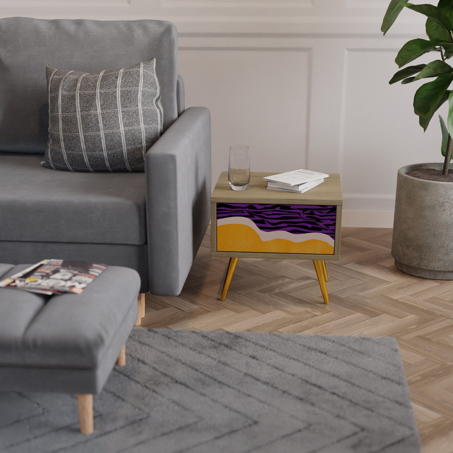 INDEPENDENT BORDER Nightstand in Oak Effect