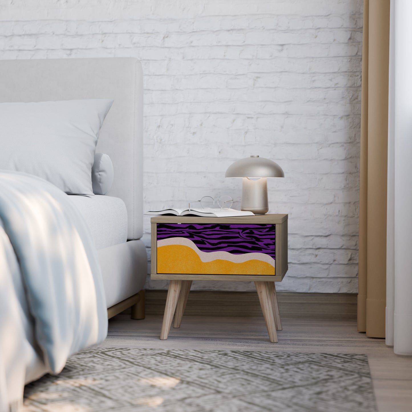 INDEPENDENT BORDER Nightstand in Oak Effect