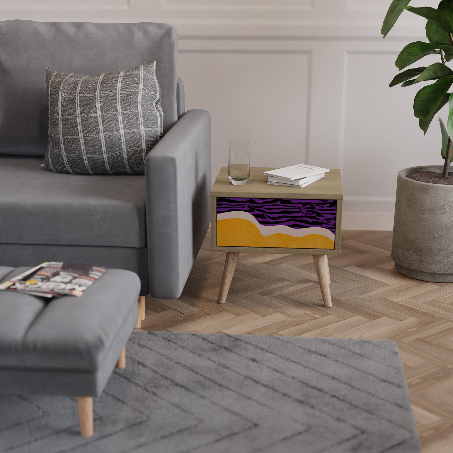 INDEPENDENT BORDER Nightstand in Oak Effect