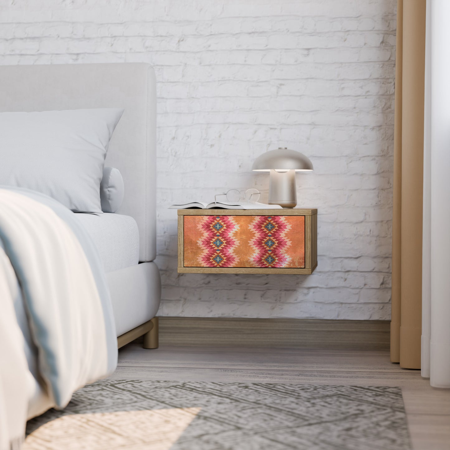 INDIAN FOLK Nightstand in Oak Effect