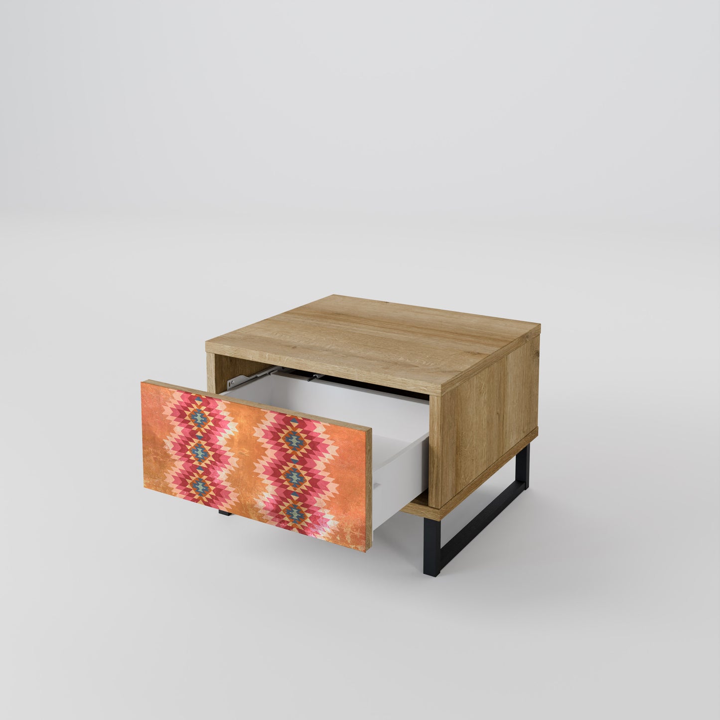 INDIAN FOLK Nightstand in Oak Effect