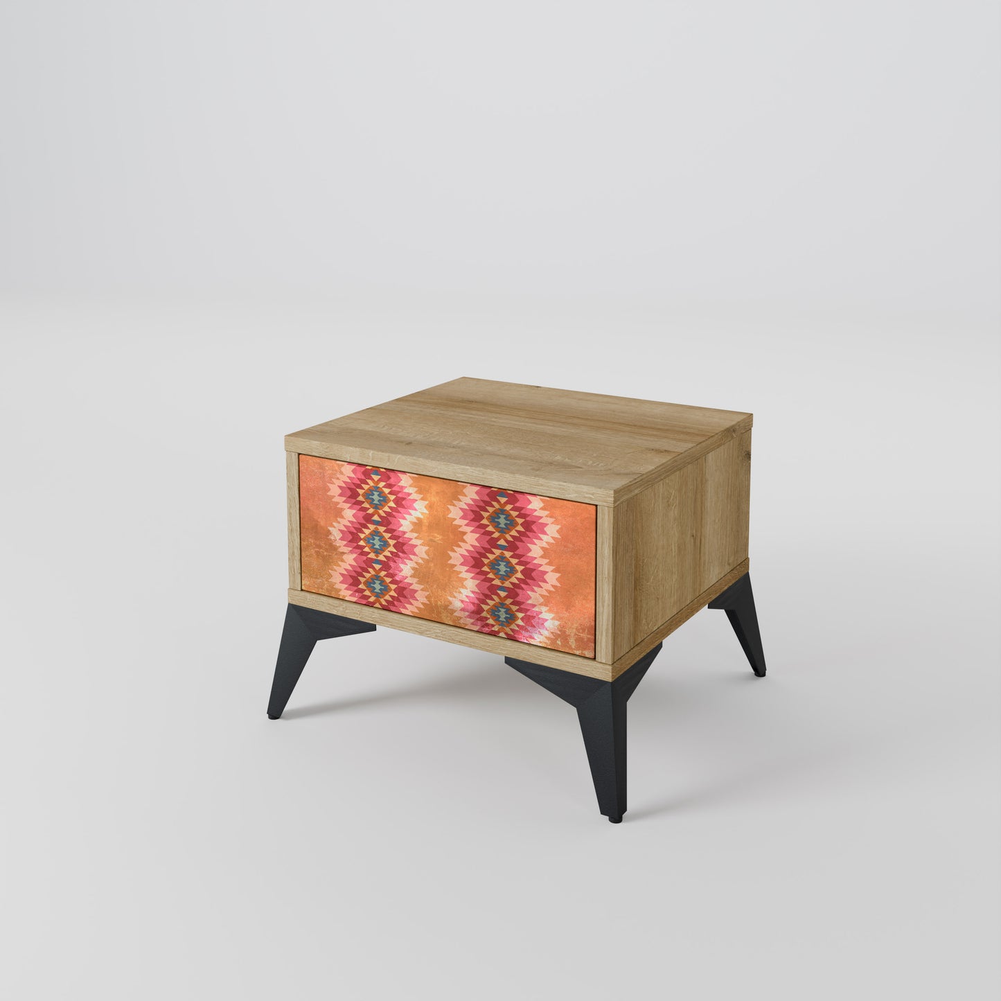 INDIAN FOLK Nightstand in Oak Effect