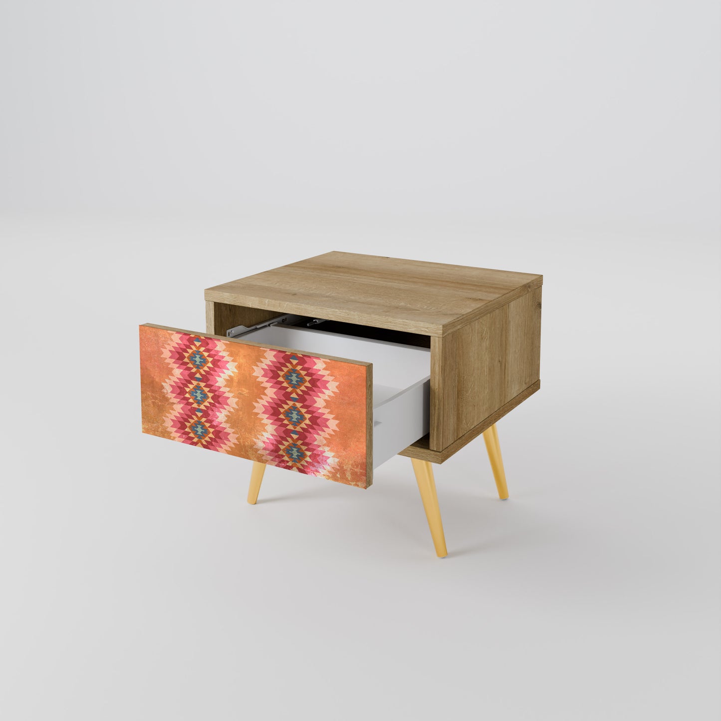 INDIAN FOLK Nightstand in Oak Effect
