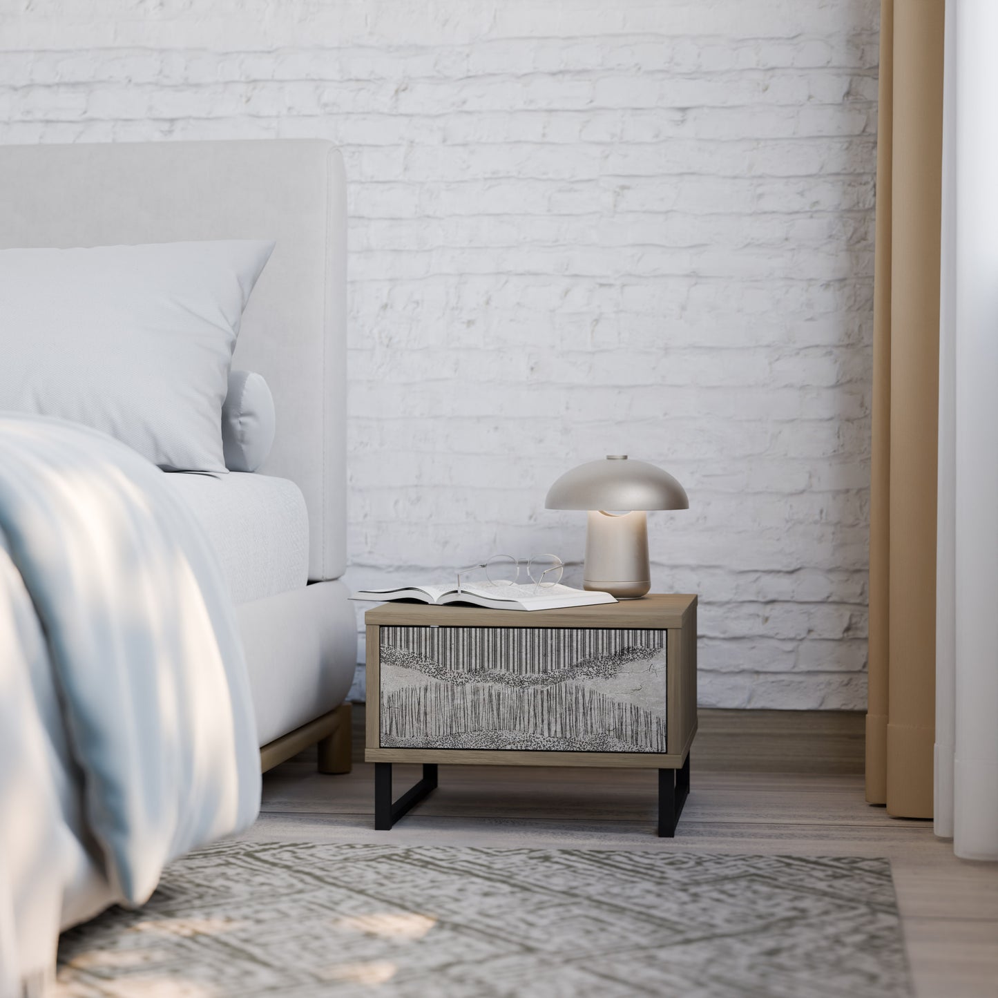 GRAIN LINES Nightstand in Oak Effect