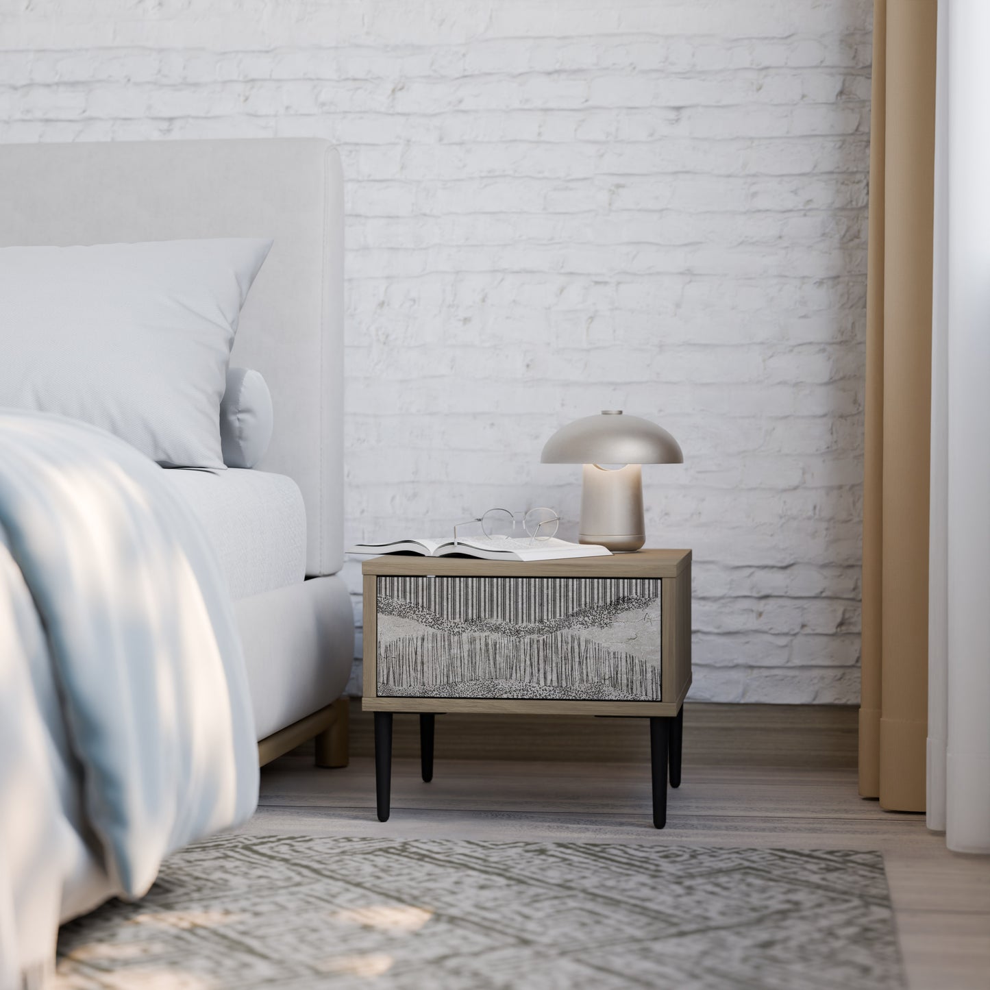 GRAIN LINES Nightstand in Oak Effect