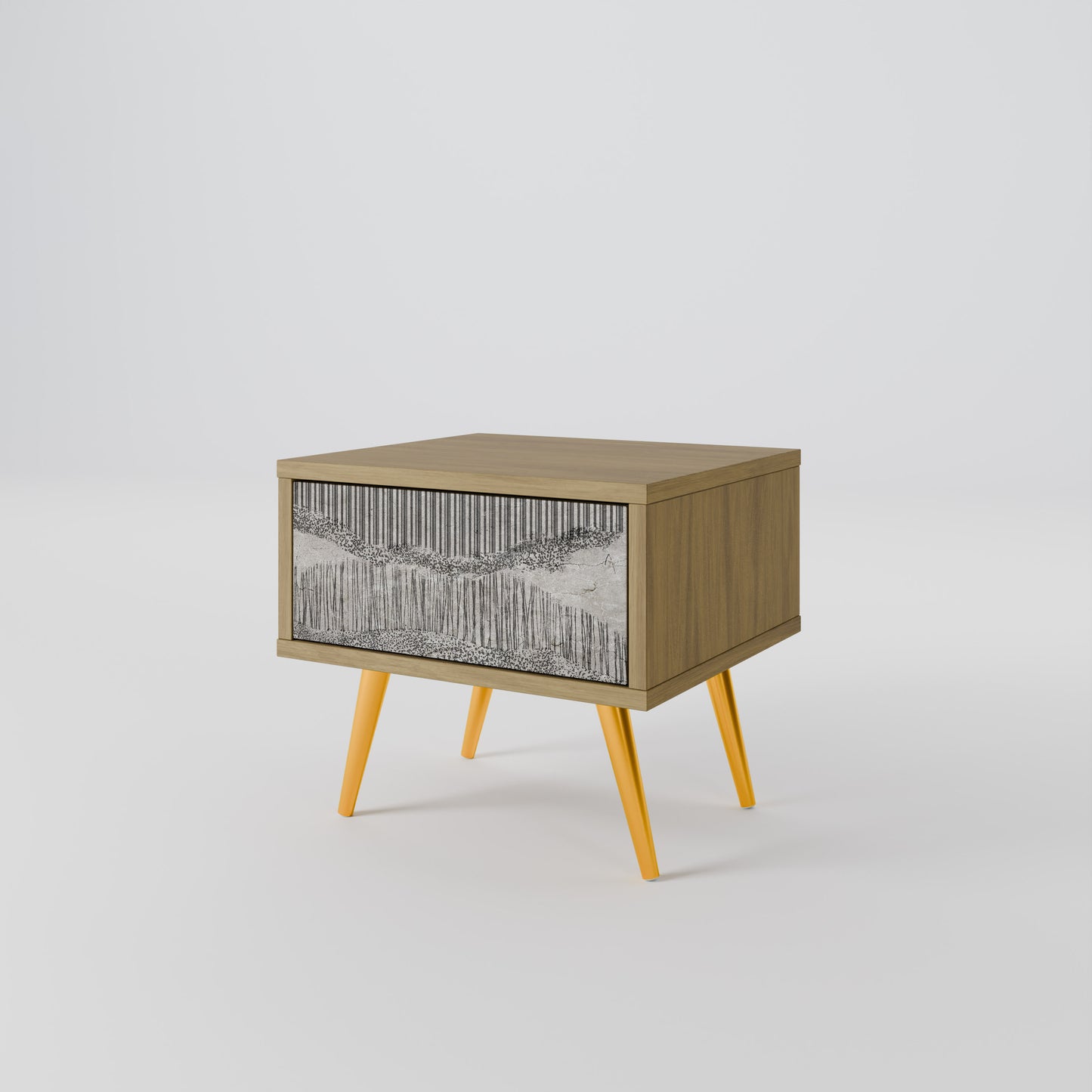 GRAIN LINES Nightstand in Oak Effect