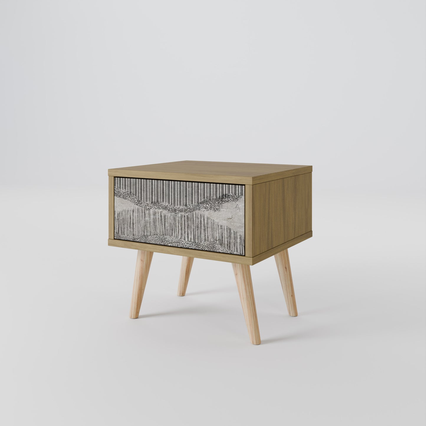 GRAIN LINES Nightstand in Oak Effect