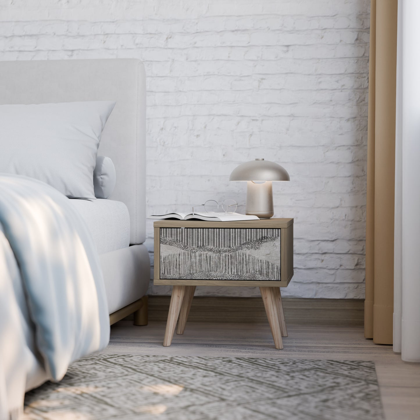 GRAIN LINES Nightstand in Oak Effect