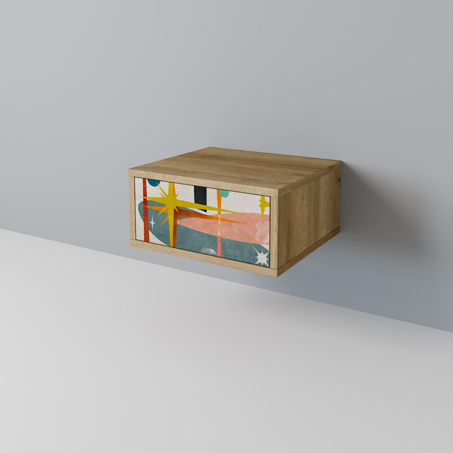 INTERSTELLAR VIBES Nightstand in Oak Effect