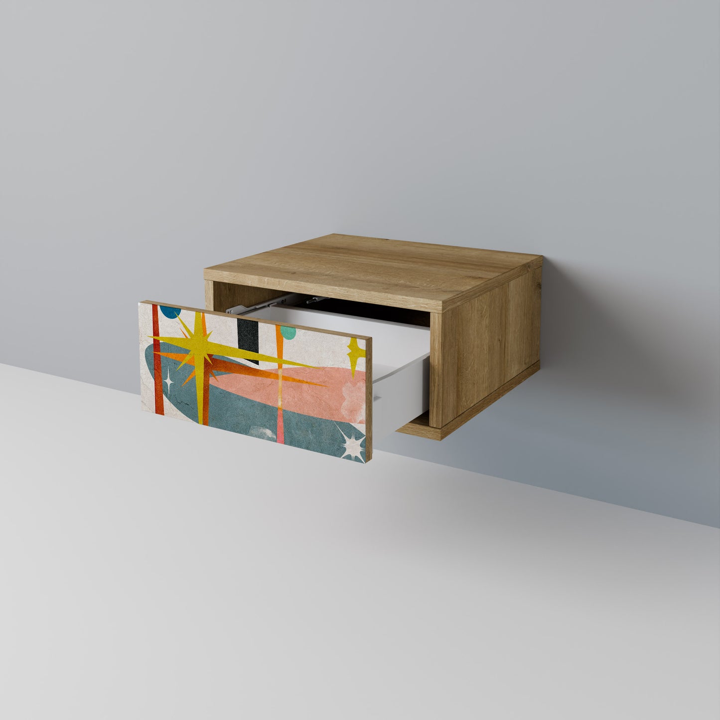 INTERSTELLAR VIBES Nightstand in Oak Effect