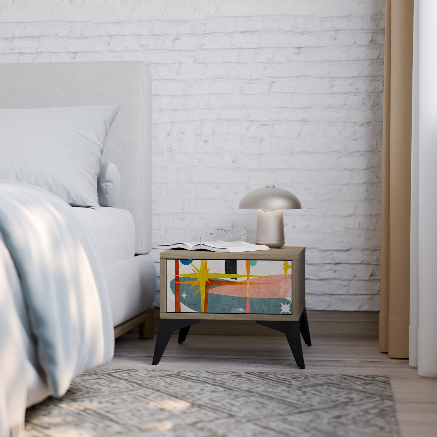 INTERSTELLAR VIBES Nightstand in Oak Effect