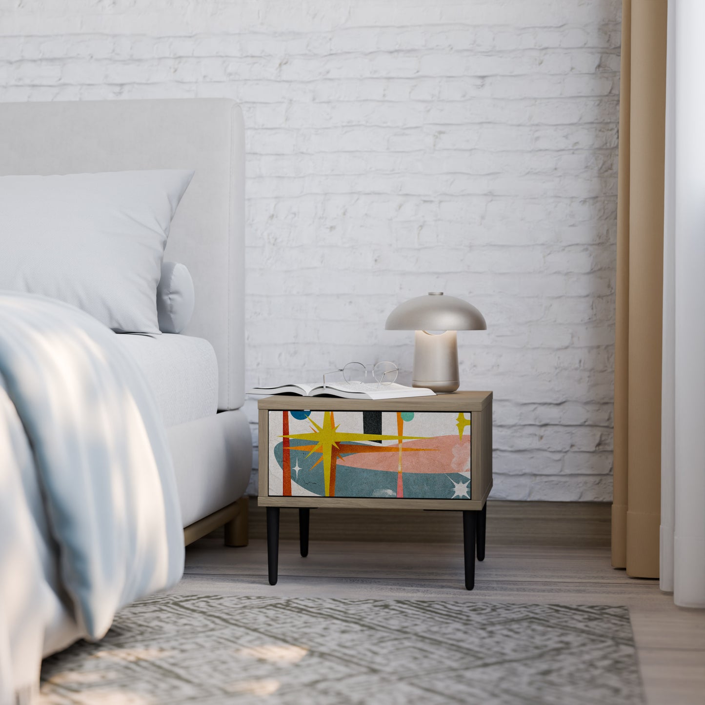 INTERSTELLAR VIBES Nightstand in Oak Effect
