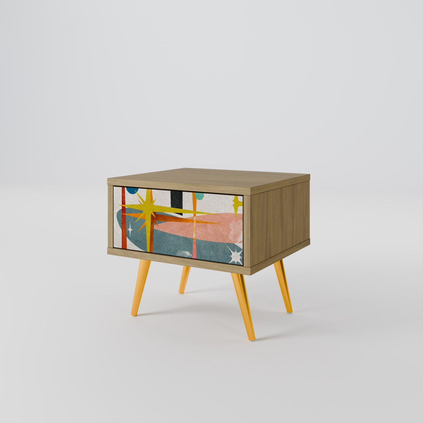 INTERSTELLAR VIBES Nightstand in Oak Effect