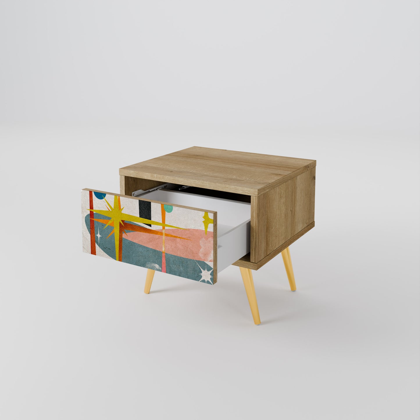 INTERSTELLAR VIBES Nightstand in Oak Effect