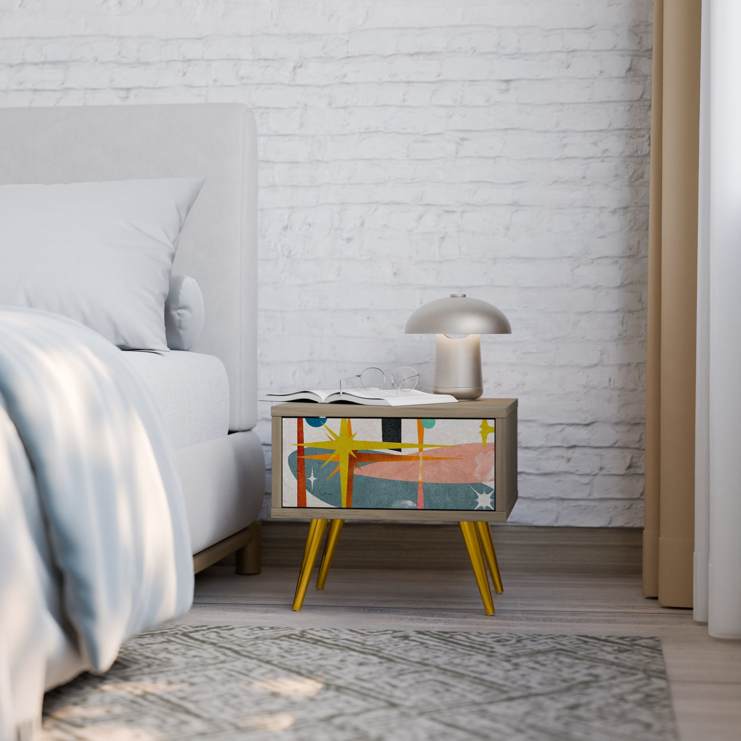INTERSTELLAR VIBES Nightstand in Oak Effect