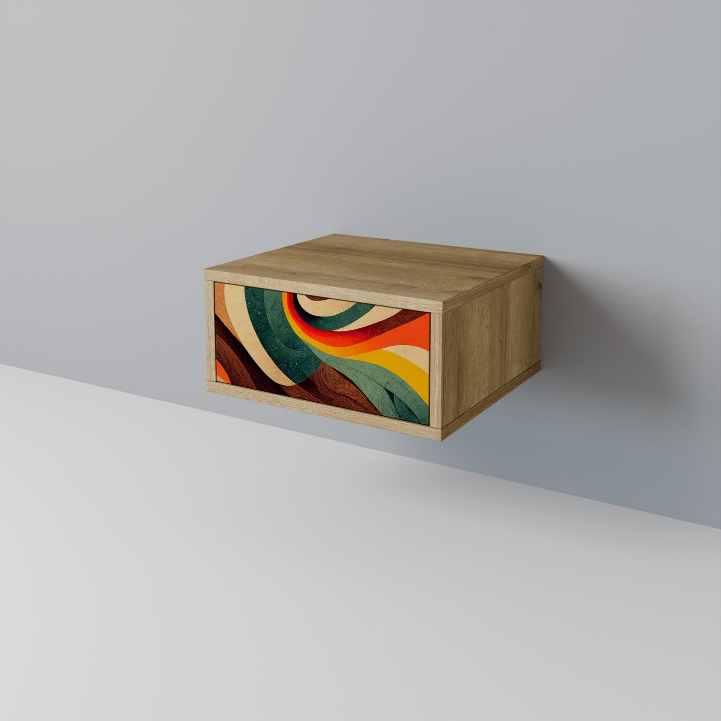 COLORFUL STRANDS Nightstand in Oak Effect