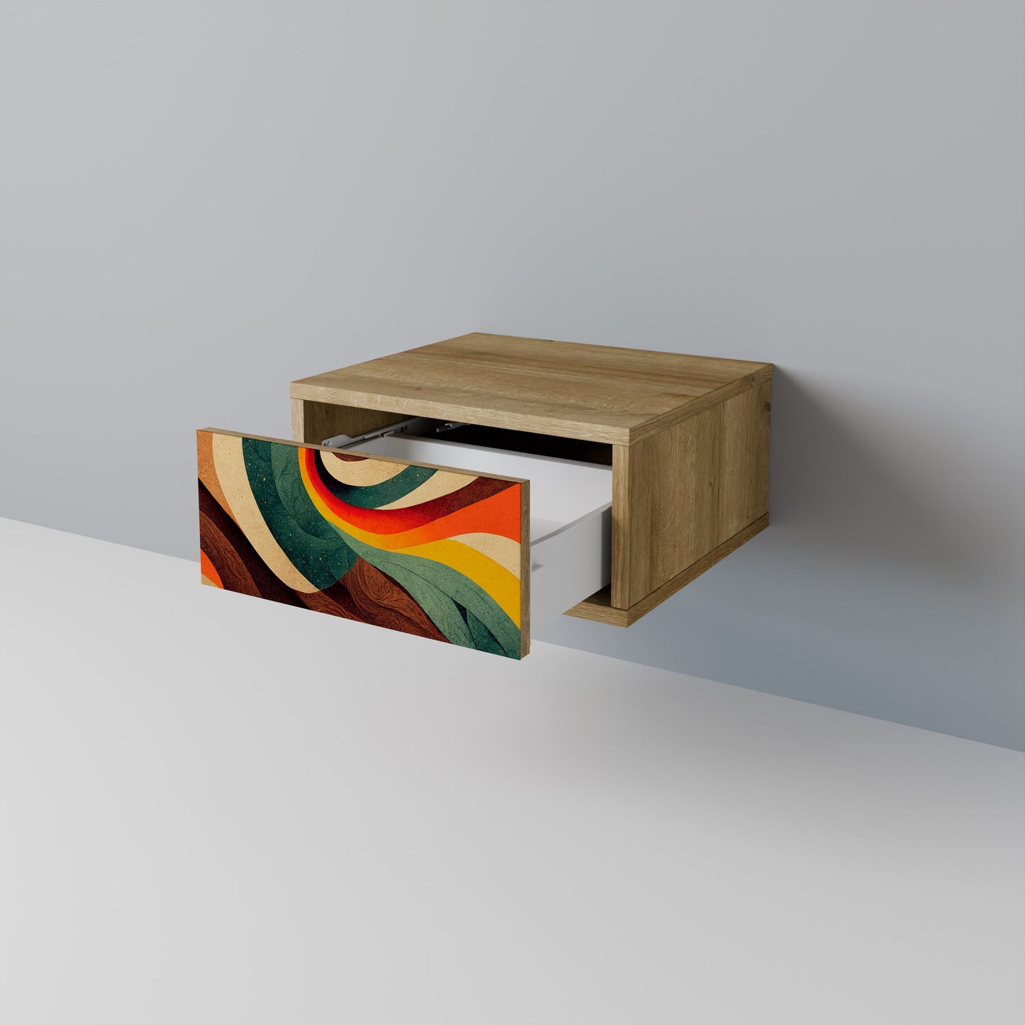 COLORFUL STRANDS Nightstand in Oak Effect