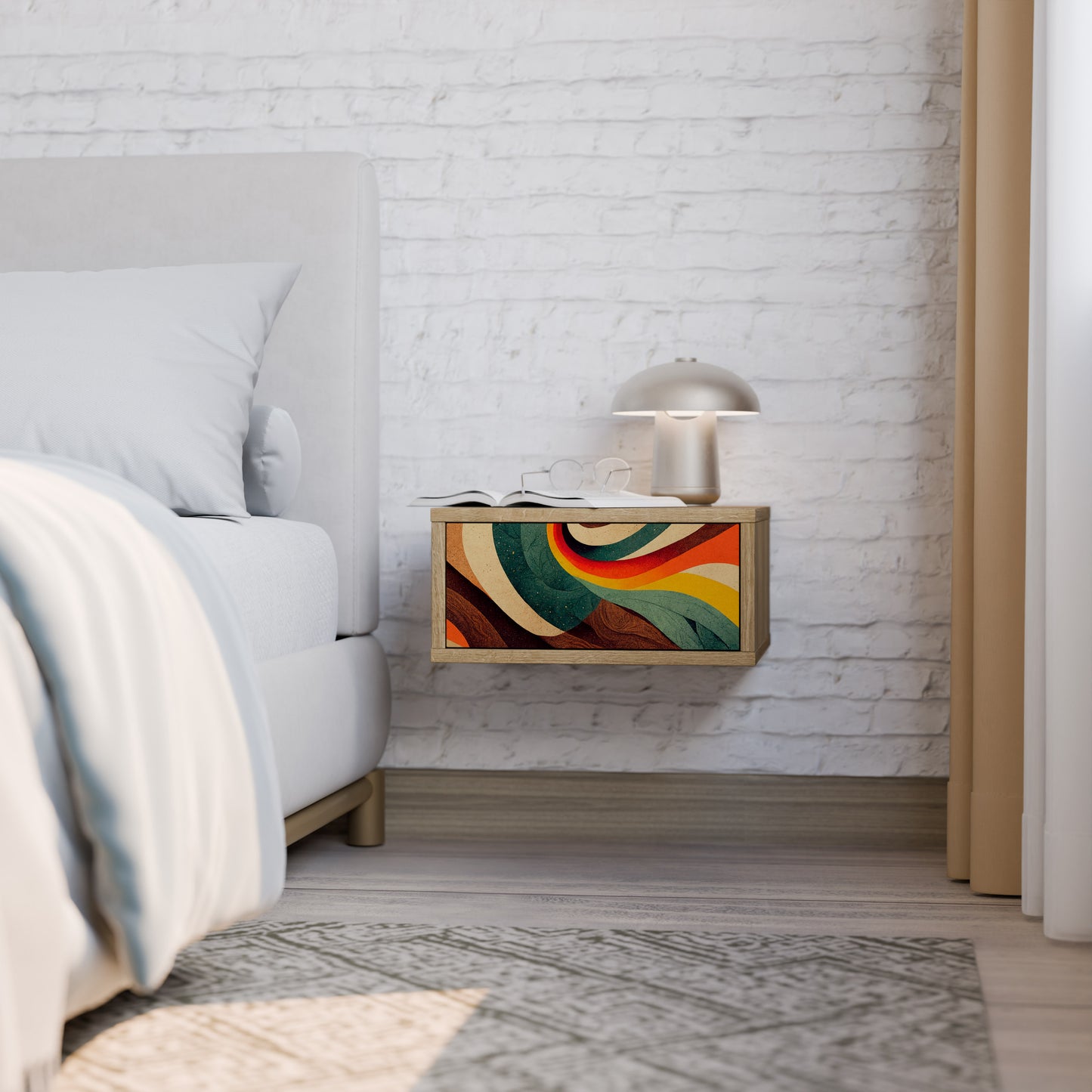 COLORFUL STRANDS Nightstand in Oak Effect