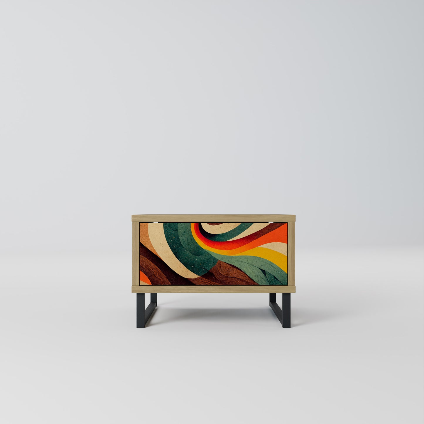 COLORFUL STRANDS Nightstand in Oak Effect