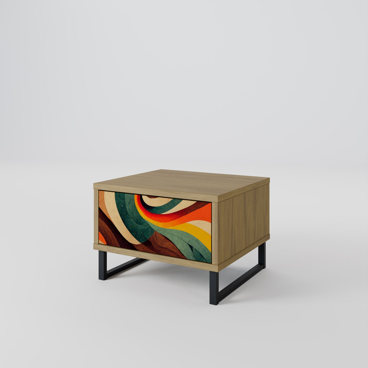 COLORFUL STRANDS Nightstand in Oak Effect