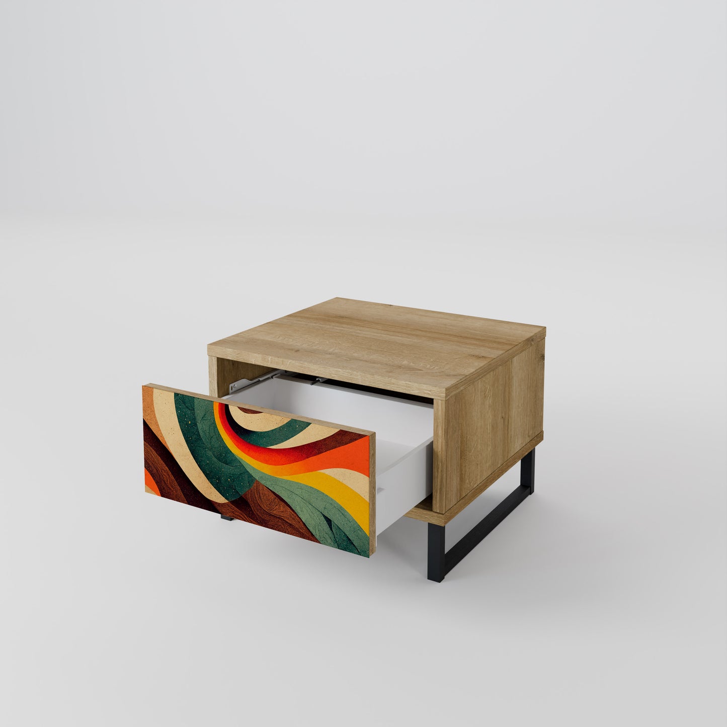 COLORFUL STRANDS Nightstand in Oak Effect