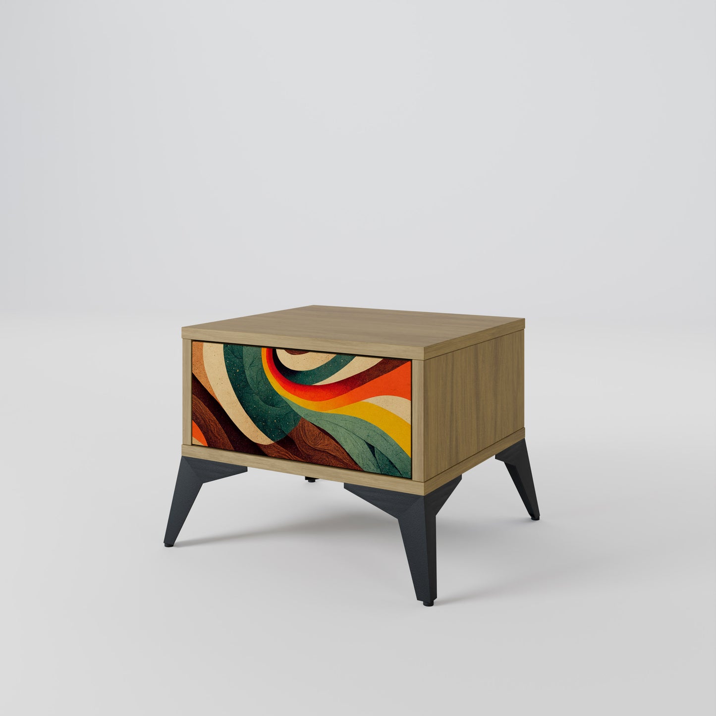COLORFUL STRANDS Nightstand in Oak Effect