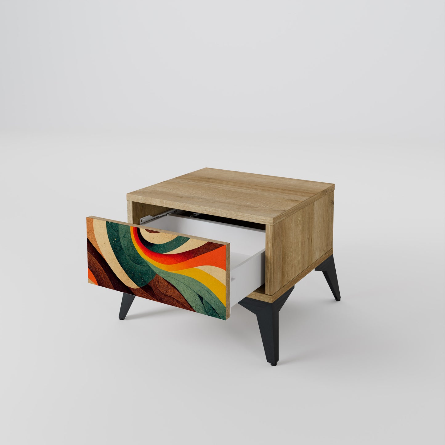 COLORFUL STRANDS Nightstand in Oak Effect